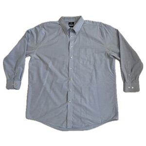 Stafford Men Button Down Long Sleeve Wrinkle Free Blue 18 34/35 Regular Fit
